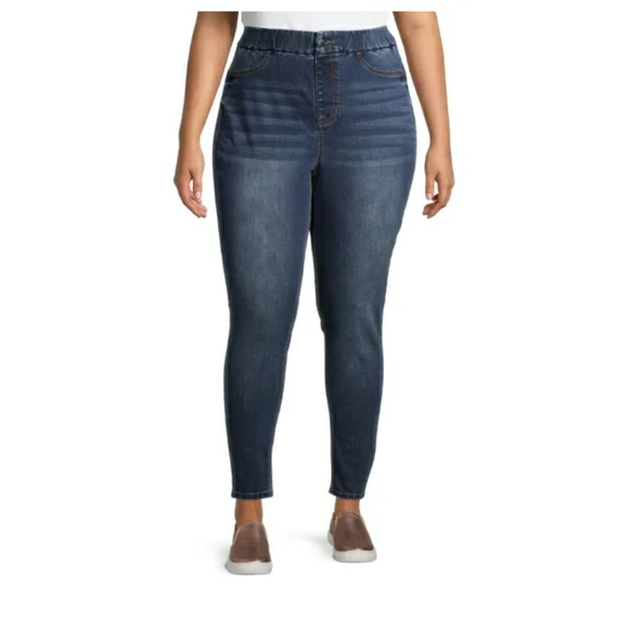 Curvy super high rise med blue Juniors plus XXXL(21) NOBO jeggings stretch jeans - Picture 5 of 7